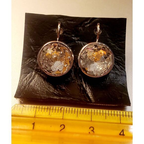 NWT!" Swarovski Crystal Round Clear Earrings dangle. Party Wedding NoSwanStamp. - Picture 3 of 6